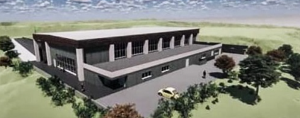 Rendering del nuovo polo natatorio di Santa Marinella oggetto di valutazione previsionale di impatto acustico