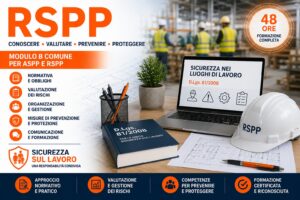 Corso Modulo B per ASPP e RSPP sulla sicurezza sul lavoro con formazione su valutazione dei rischi, prevenzione, protezione e D.Lgs. 81/2008.