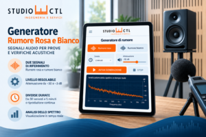 Generatore di rumore rosa e bianco Studio CTL con regolazione del livello e analizzatore dello spettro.